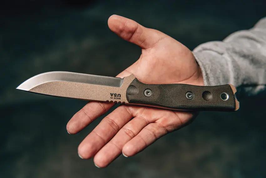 TOPS BOB Hunter Knife Coyote Tan Finish For Bushcraft Enthusiasts Full Tang 1095 High Carbon Steel by Black Country Outdoor