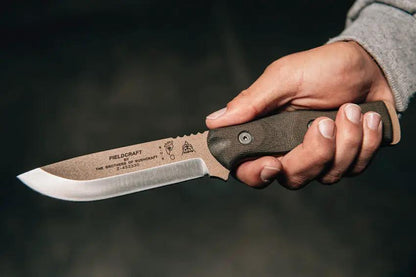 TOPS BOB Hunter Knife Coyote Tan Finish For Bushcraft Enthusiasts Full Tang 1095 High Carbon Steel by Black Country Outdoor