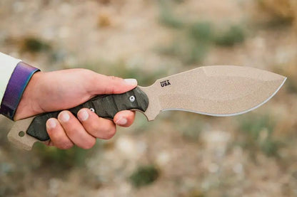 TOPS Cuma Tak Ri Coyote Kukri Knife 7 Inch Blade Full Tang Micarta Handles Rugged MOLLE Sheath Outdoor Survival USA Made by Black Country Outdoor