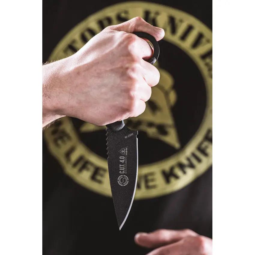TOPS CUT Combat Utility Tool CUT-40-A Tactical Fixed Blade Knife - 4.25 Inch 1095HC Full Tang for Outdoorsmen by TOPS