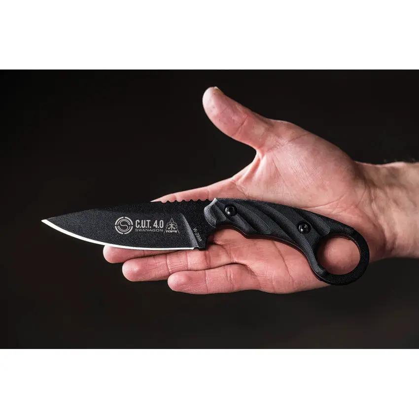 TOPS CUT Combat Utility Tool CUT-40-A Tactical Fixed Blade Knife - 4.25 Inch 1095HC Full Tang for Outdoorsmen by TOPS