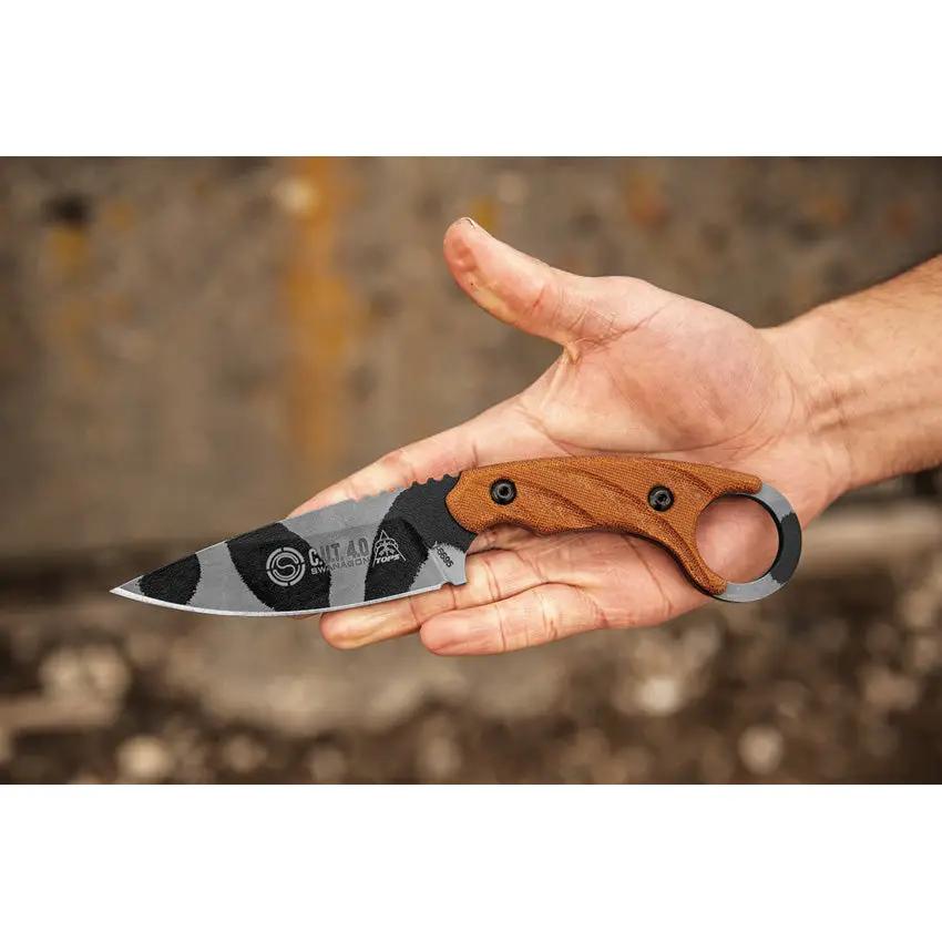 TOPS CUT 4.0 Combat Utility Tool - Rugged Fixed Blade For Outdoor Survival And Tactical Pros by TOPS