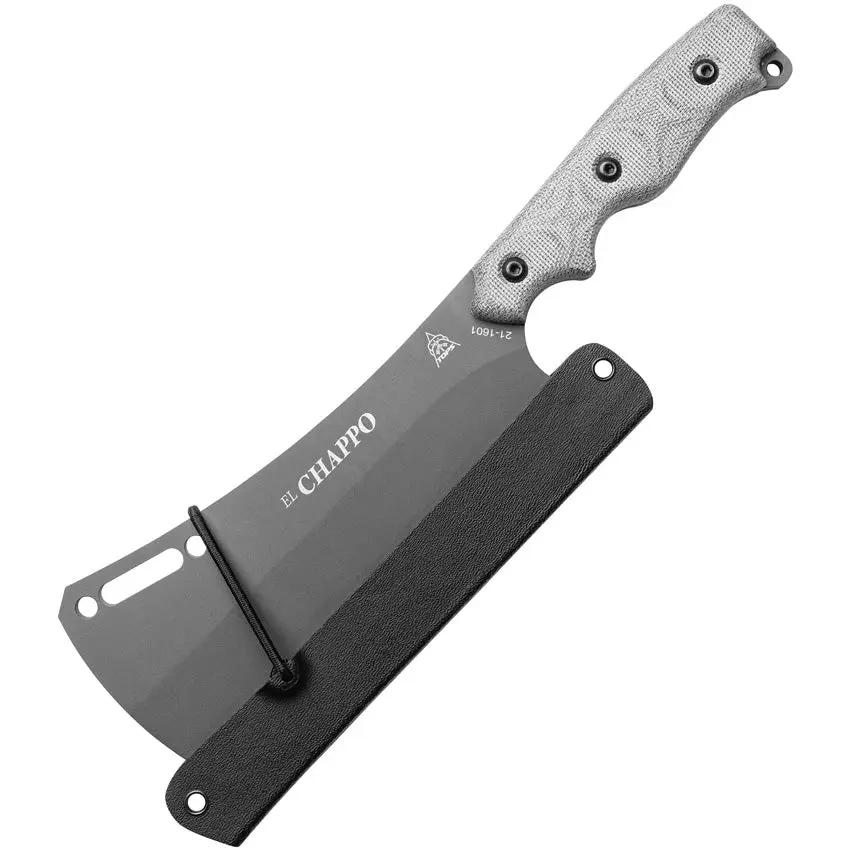 TOPS El Chappo Cleaver - 1095HC Blade, Full Tang Micarta Handle, Kydex Sheath for Outdoorsmen by TOPS