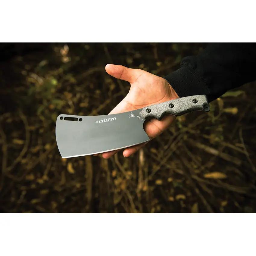 TOPS El Chappo Cleaver - 1095HC Blade, Full Tang Micarta Handle, Kydex Sheath for Outdoorsmen by TOPS