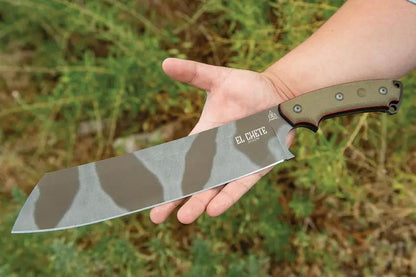 TOPS El Chete Midnight Bronze Camo Fixed Blade Knife - 12 Inch 1095HC For Bushcraft Enthusiasts by TOPS