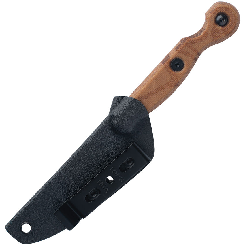 TOPS El Pionero ELPO-01 Knife - 1095HC Blade, Tan Micarta Handle, Kydex Sheath for Outdoor Enthusiasts by TOPS