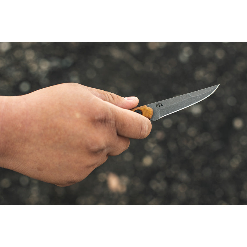 TOPS El Pionero ELPO-01 Knife - 1095HC Blade, Tan Micarta Handle, Kydex Sheath for Outdoor Enthusiasts by TOPS