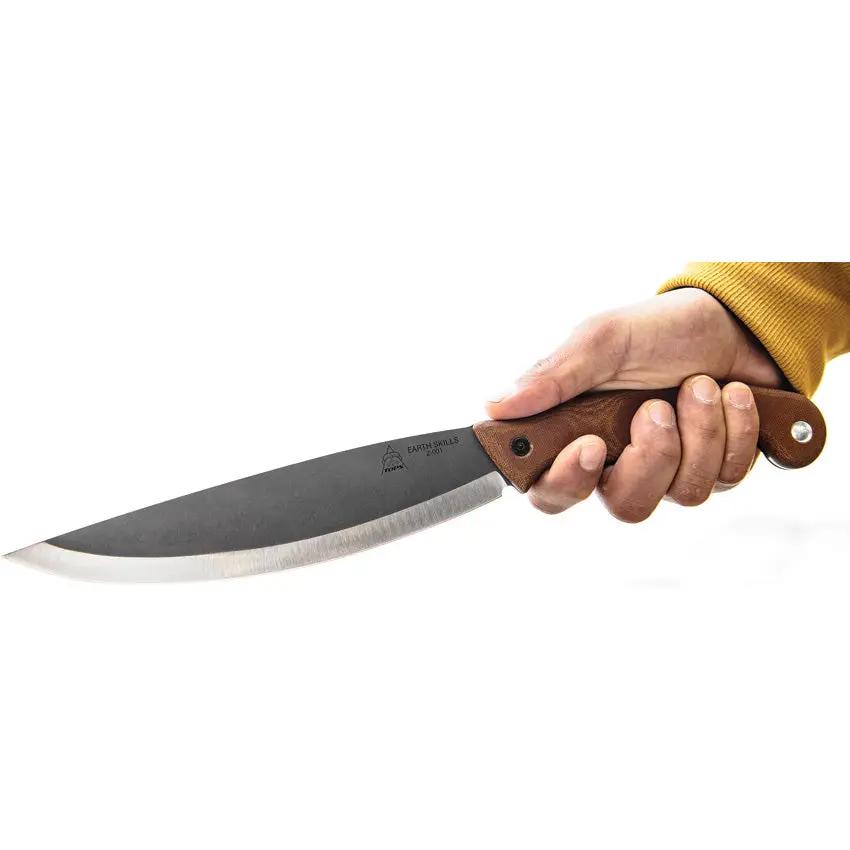 TOPS Earth Skills Knife ESK01 Outdoor Survival Knife For Outdoorsmen 8.25in 1095HC Blade Full Tang Tan Canvas Micarta by Black Country Outdoor