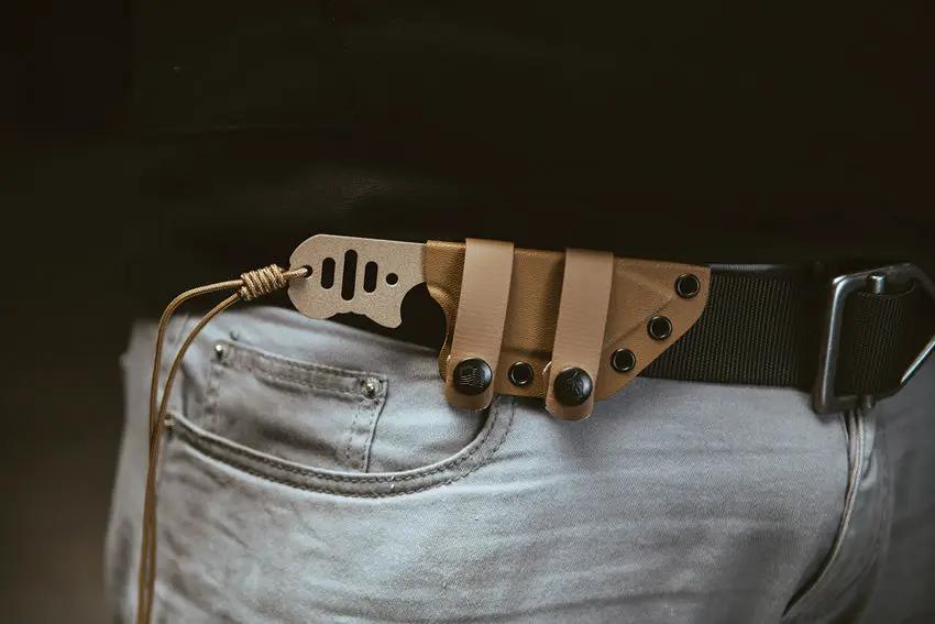 TOPS FDX 66 Fixed Blade Knife With Tanto Point 1095 High Carbon Steel Outdoor Survival Lanyard Whistle Belt Sheath by Black Country Outdoor