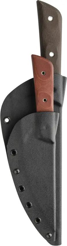 TOPS Frog Market Special Combo Knife Set - Dual 1095HC Blades With Green Micarta Handles And Tan Kydex Sheaths by TOPS