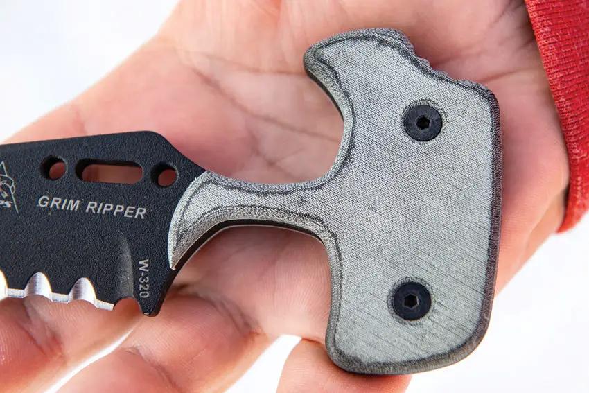 TOPS Grim Ripper GRPR01 Fixed Blade Knife - Traction Coated 1095HC Blade With Micarta Handle Kydex Sheath Outdoorsmen by TOPS