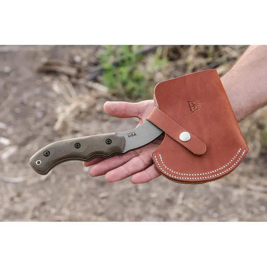 TOPS GRAX01 Grandpa Axe Full Tang 11 Inch Bushcraft Tool With 4 Inch Blade Green Micarta Handle - Rugged Outdoor Axe by TOPS
