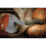 TOPS GRAX01 Grandpa Axe Full Tang 11 Inch Bushcraft Tool With 4 Inch Blade Green Micarta Handle - Rugged Outdoor Axe by TOPS