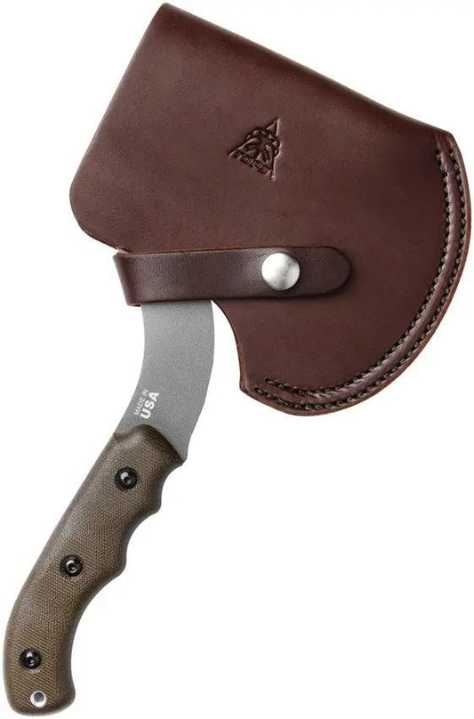 TOPS Grandpa's Axe GRAX02 - Compact Full Tang Survival Axe With Cerakote Head And 4-Inch Edge In Green Canvas Micarta by TOPS