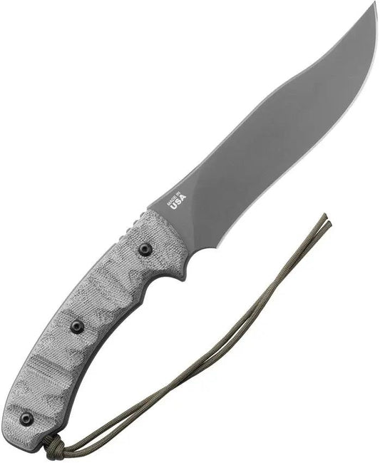 TOPS Longhorn Bowie Sniper Gray Fixed Blade Knife - Rugged 13In Overall Length With 6.75In Blade For Survivalists by TOPS