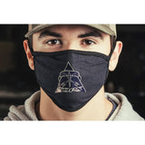 TOPS Face Mask One Size Fits Most For Adults With Secure Ear Loops Black Logo Front by Black Country Outdoor