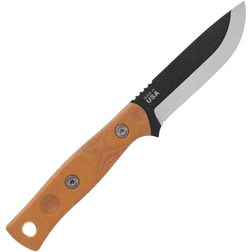 TOPS Fieldcraft Fixed Blade Knife 3.75in Modified Scandi Grind Full Tang Canvas Micarta Handle Kydex Sheath Outdoorsmen by Black Country Outdoor