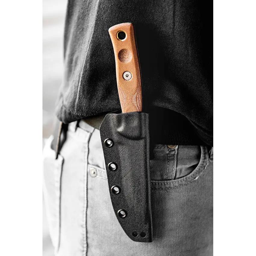TOPS Fieldcraft Fixed Blade Knife 3.75in Modified Scandi Grind Full Tang Canvas Micarta Handle Kydex Sheath Outdoorsmen by Black Country Outdoor