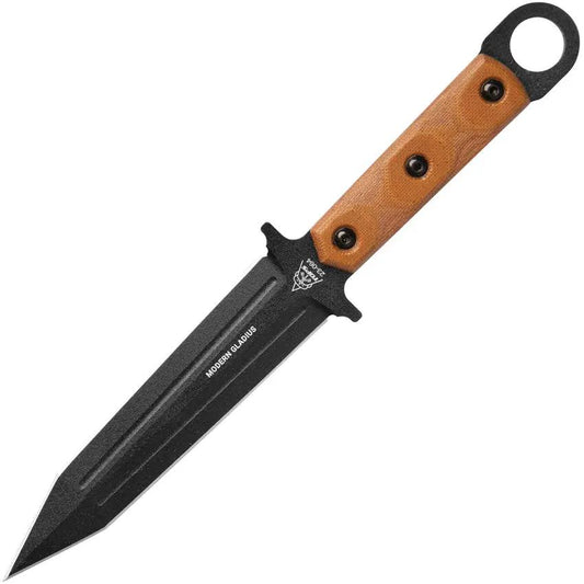 TOPS Gladius MGLAD01 Tactical Knife - Durable Outdoor Fixed Blade With 6.5 Inch 1095HC Blade And Tan Micarta Handle by TOPS