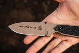 TOPS Mil-Spie3 Elite Knife - Compact Fixed Blade With 4 Inch Hunter Point, 1095HC Full Tang, Kydex Sheath by TOPS