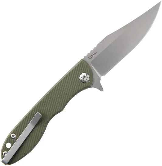 TOPS MSF Linerlock Knife - Elmax Drop Point Blade With Green G10 Handle For Outdoor EDC by TOPS