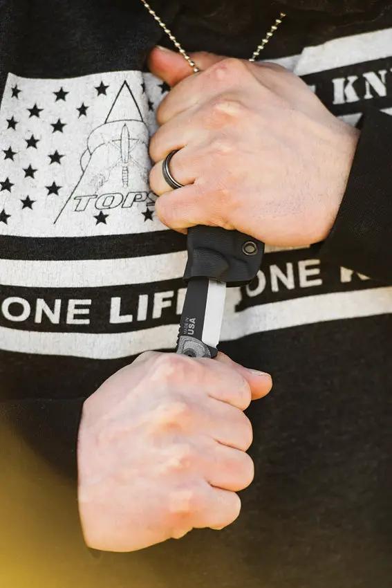 TOPS Mini Scandi Knife MSK BLM Durable Full Tang With Black Linen Micarta Handles Survival Whistle For Outdoorsmen by Black Country Outdoor