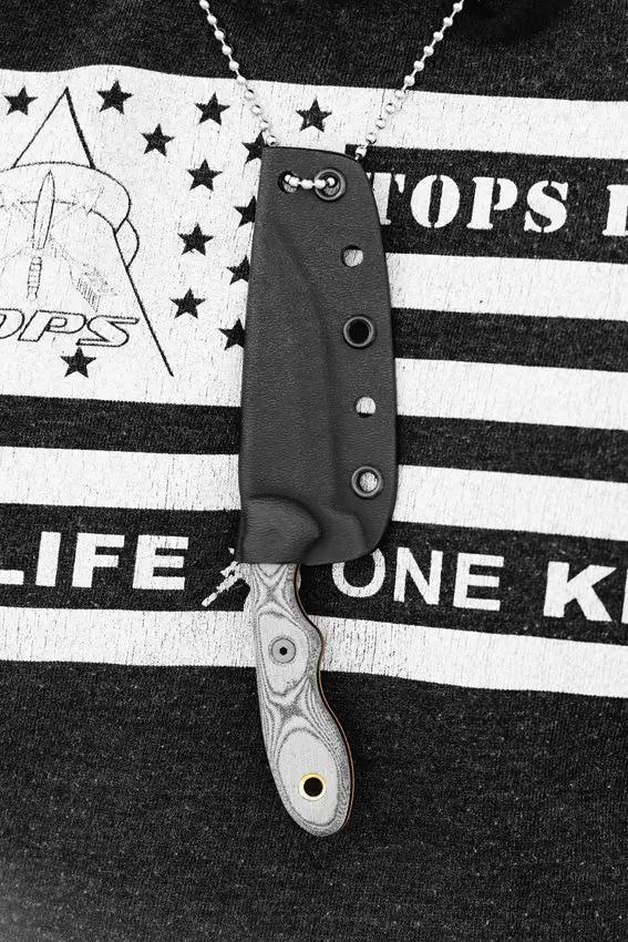 TOPS Mini Scandi Knife MSK BLM Durable Full Tang With Black Linen Micarta Handles Survival Whistle For Outdoorsmen by Black Country Outdoor
