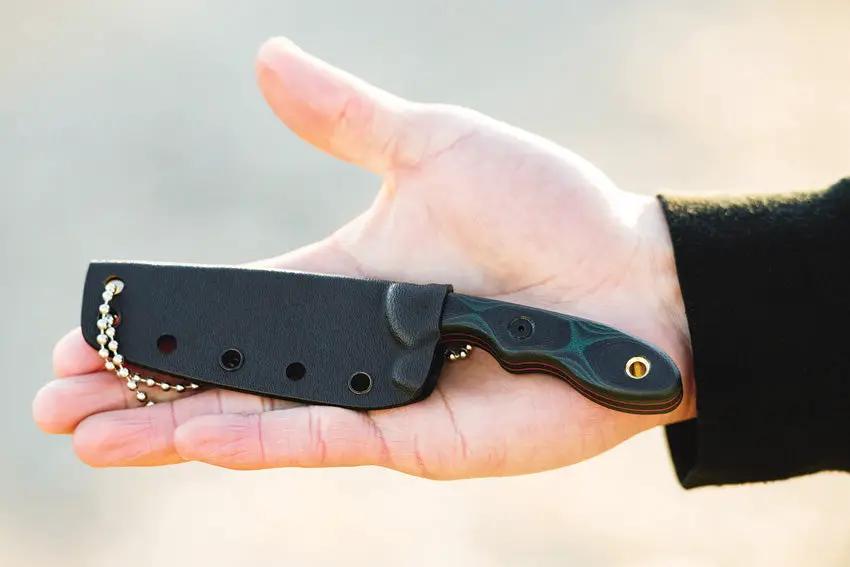 TOPS Mini Scandi Knife Green MSK-GB Full Tang 1095 Blade With Micarta Handles Kydex Sheath For Outdoor Survivalists by Black Country Outdoor
