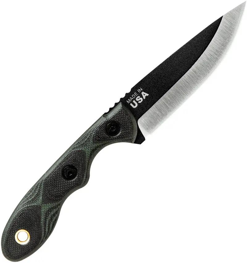 TOPS Mini Scandi Knife Green MSK-GB Full Tang 1095 Blade With Micarta Handles Kydex Sheath For Outdoor Survivalists by Black Country Outdoor