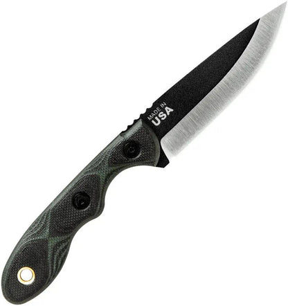 TOPS Mini Scandi Knife Green MSK-GB Full Tang 1095 Blade With Micarta Handles Kydex Sheath For Outdoor Survivalists by Black Country Outdoor