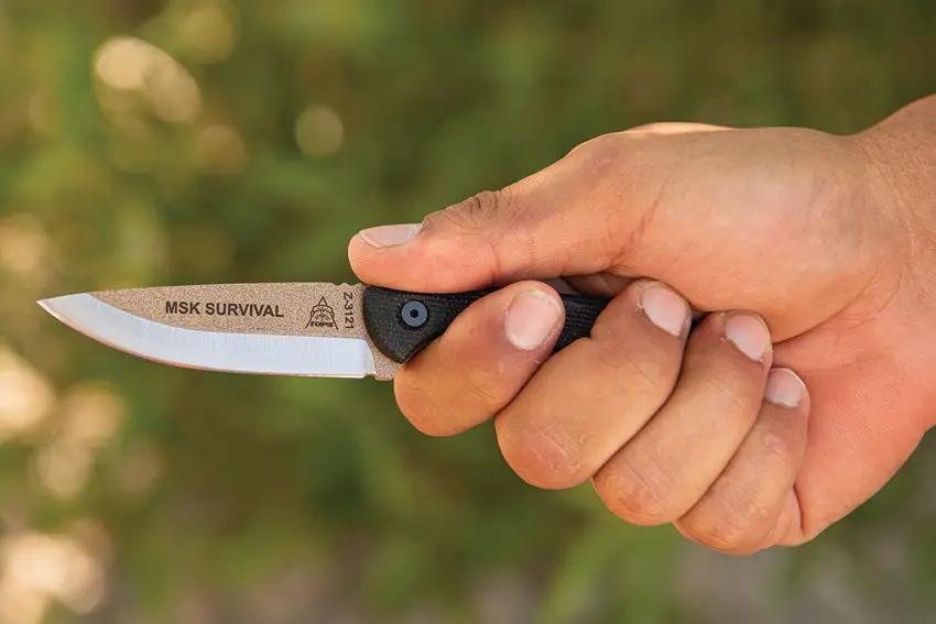 TOPS Mini Scandi Survival Knife MSK-SURV Tan Two Tone Finish Full Tang For Outdoor Fans Micarta Handle Kydex Sheath by Black Country Outdoor
