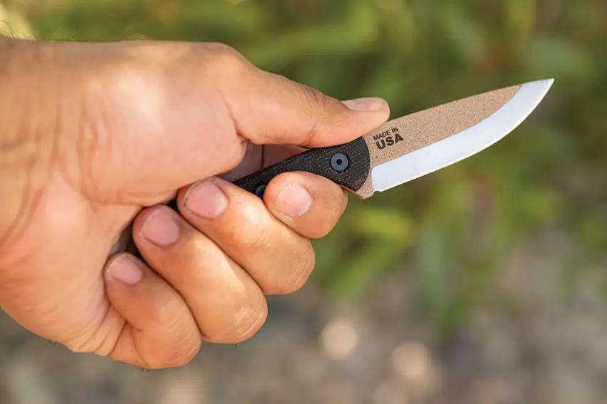 TOPS Mini Scandi Survival Knife MSK-SURV Tan Two Tone Finish Full Tang For Outdoor Fans Micarta Handle Kydex Sheath by Black Country Outdoor