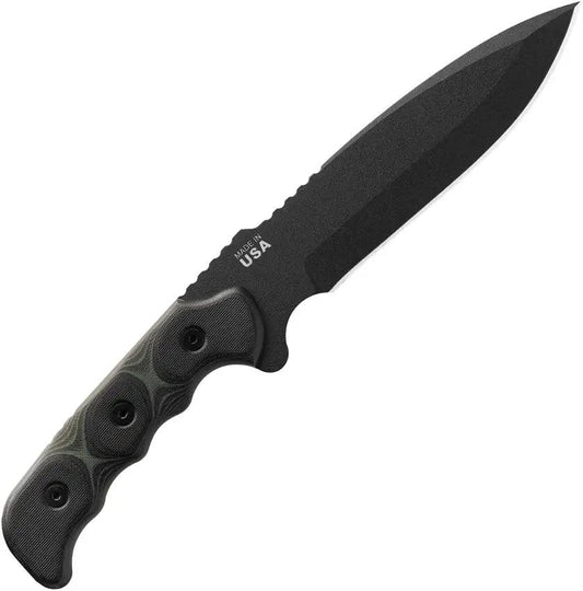 TOPS Mission Team 21 Fixed Blade Knife For Outdoor Survivalists 6.625 Inch Black Traction Coated 1095 Steel Full Tang by Black Country Outdoor