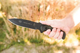 TOPS Mission Team 21 Fixed Blade Knife For Outdoor Survivalists 6.625 Inch Black Traction Coated 1095 Steel Full Tang by Black Country Outdoor