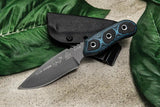 TOPS Blue Otter Knife For Outdoorsmen 6 1/4 Inch 1095 High Carbon Steel Full Tang G10 Handle Kydex Sheath USA Made by Black Country Outdoor