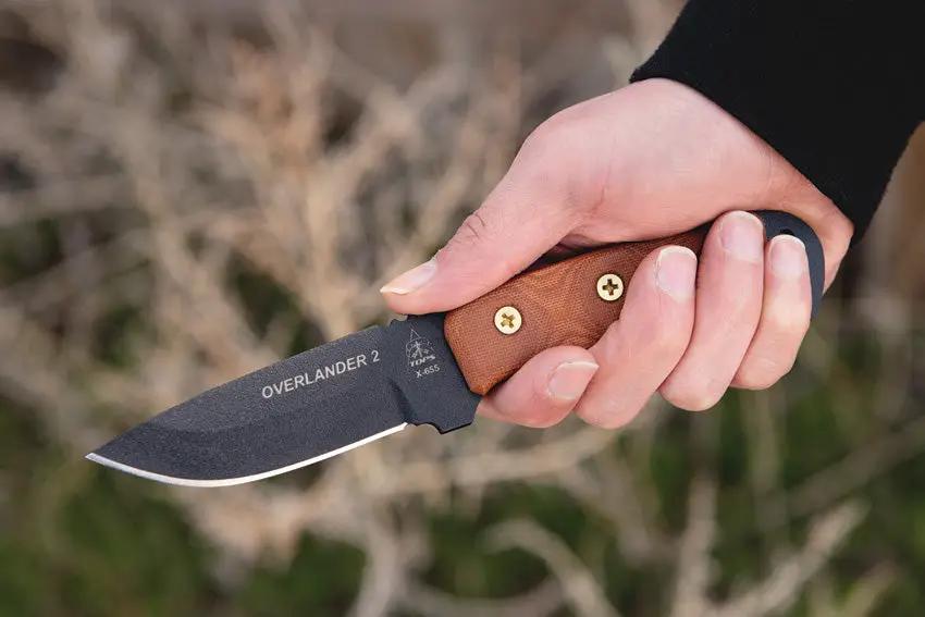 TOPS Overlander 2 OV78 Knife Rugged Full Tang 1095 Blade With Kydex Sheath Canvas Micarta Handle For Outdoor Hunters by Black Country Outdoor