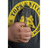TOPS Papa Delta PD-01 Fixed Blade Knife - Compact Neck Knife with 1095HC Double Edge Blade Bronze Finish Kydex Sheath by TOPS