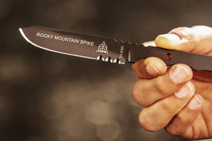 TOPS Rocky Mountain Spike RMS-01 Fixed Blade Knife 3.5in 1095 Steel with Lanyard For Outdoor Enthusiasts by Black Country Outdoor