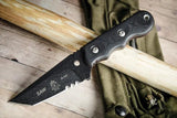 TOPS Special Assault Knife Tactical Fixed Blade With Partial Serration 1095 Steel G10 Handle Kydex Sheath USA Made by Black Country Outdoor
