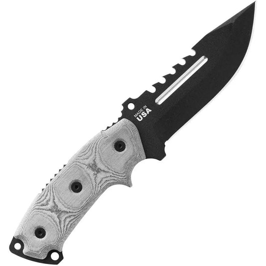 TOPS Steel Eagle Hunter Point Saw SE105C - Sawback Fixed Blade, 5-Inch Hunter Point, Full Tang Micarta Handle by TOPS