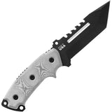 TOPS Steel Eagle Tanto Saw SE105D Sawback Knife - 5 Inch 1095HC Blade With Black Linen Micarta Handle by TOPS