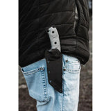 TOPS Steel Eagle Tanto Saw SE105D Sawback Knife - 5 Inch 1095HC Blade With Black Linen Micarta Handle by TOPS