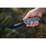 TOPS Steel Eagle Tanto Saw SE105D Sawback Knife - 5 Inch 1095HC Blade With Black Linen Micarta Handle by TOPS