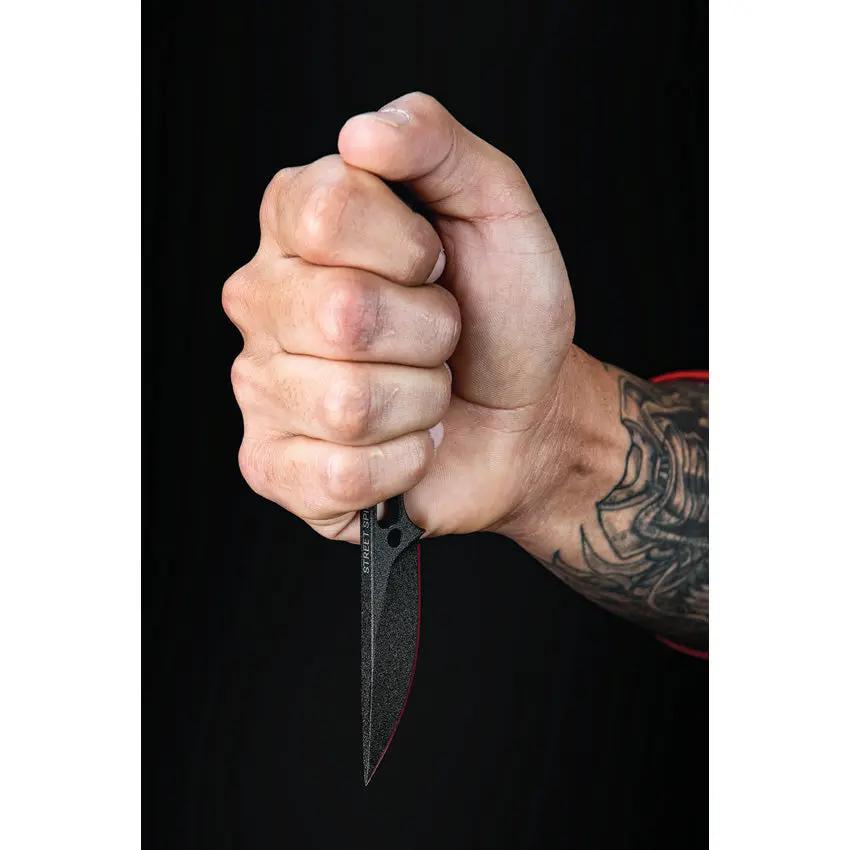 TOPS Street Spike STS-01 Tactical Knife 2.75in Traction-Coated 1095HC Blade Skeletonized Handle Kydex Sheath Urban EDC by Black Country Outdoor