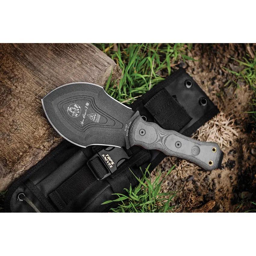 TOPS Tracker Digger 1095HC Survival Knife Full Tang Glass Breaker MOLLE Sheath for Outdoor Bushcraft by Black Country Outdoor