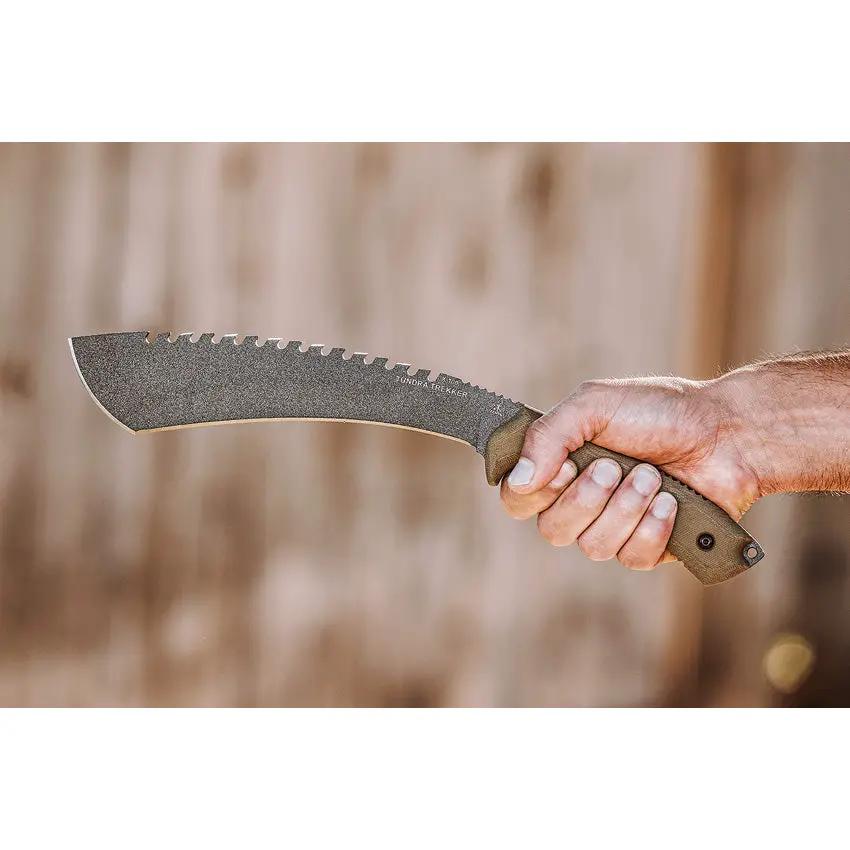 TOPS Tundra Trekker TDTK01 Knife With 9In Tactical Sawback 1095HC Blade Green Micarta Kydex Sheath Outdoor Enthusiasts by Black Country Outdoor