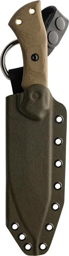 TOPS Tundra Wolf Fixed Blade Knife With 5.75in Black Coated 1095HC Blade Full Tang Green Canvas Micarta For Survivalists by TOPS