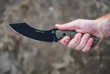 TOPS Tundra Wolf Fixed Blade Knife With 5.75in Black Coated 1095HC Blade Full Tang Green Canvas Micarta For Survivalists by TOPS