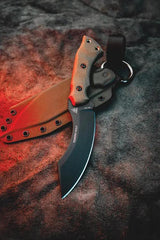 TOPS Tundra Wolf Fixed Blade Knife With 5.75in Black Coated 1095HC Blade Full Tang Green Canvas Micarta For Survivalists by TOPS