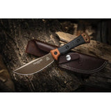 TOPS Woodcraft WC01 Fixed Blade Knife - Rugged Outdoor Knife With 1095HC Blade And Canvas Micarta Handle by TOPS